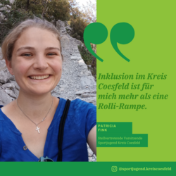 Stellvertretende Vorsitzende Sportjugend Kreis Coesfeld Patricia Fink mit den Worten:" inklusion im Kreis Coesfeld ist für mich mehr als eine Rolli-Rampe."